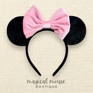 Black & Pink Velvet Minnie Ears | Disney-Inspired Mouse Ears Headband